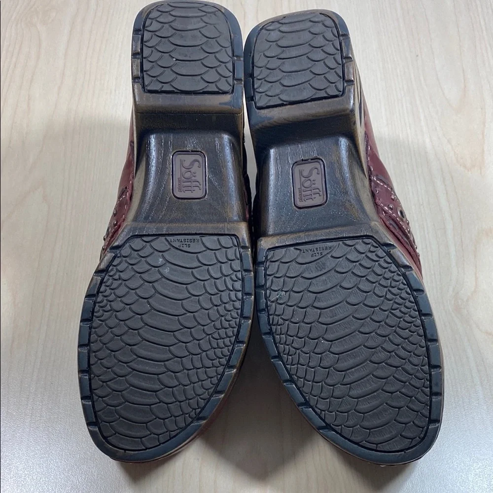 Sofft Burgundy Red Mules with Decorative Strap and Slip Resistant Sole - Picture 7 of 8